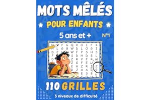 Mots mêlés pour Enfants 5 ans et +: Livre de mots cachés avec 3 Niveaux de difficulté- Facile moyen et difficile | 110 grilles| Cadeau idéal pour vos enfants | Volume 1 - Format :21,59 cm x 27,94 cm