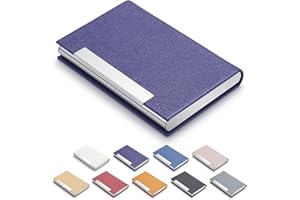 MAZYPO Business Card Holders for Men Women,PU Leather Card Holder,Stainless Steel Business Name Card Case,Credit Card Wallet Holder,Slim Metal Pocket Card Holder with Magnetic Shut