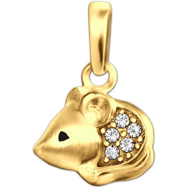 Pendentif Lion En Or 333/8 Carats Clever Schmuck - 10mm Pour Enfants | Crinière Satinée, Yeux Noirs