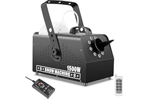 Telbum Schneemaschine 1500W mit 9 RGB LED, Nebelmaschine mit Fernbedienbare und 5 Liter, Schneekanone Effektmaschinen Snow Machine für Halloween, Partys, Weihnachten, Hochzeit, Bühne, DJ