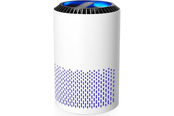 AROEVE Purificateurs d'Air Pour Chambre et Maison, 22dB Purificateur d'Air H13 HEPA Fumée Pellicules Poils Odeur Purificateur d'Air Avec Contrôle de Vitesse Pour Chambre Bureau, DH-JH01A, Blanc