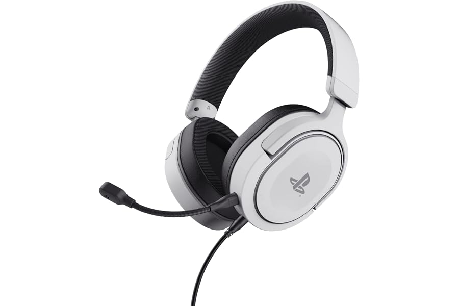 GXTrust Forta Cascos PS5 Licencia Oficial para PlayStation 5, Blanco | Drivers de 50 mm, Audio 3D, Diadema Regulable, Micrófo