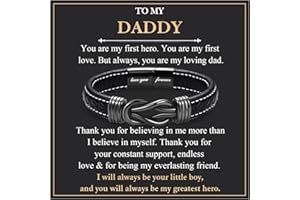 EYQV Gifts for Fathers Day, Leather Bracelet Dad Grandad Step Dad Daddy Gifts for Fathers Day from Daughter Son Grandchild, Unique Mens Gifts for Birthday Christmas Thanksgiving