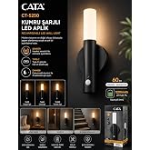 Cata CT-5250 Kumru Şarjlı LED Duvar Aplik G&uuml;nışığı (Siyah G&ouml;r&uuml;n&uuml;ml&uuml;) | şik
