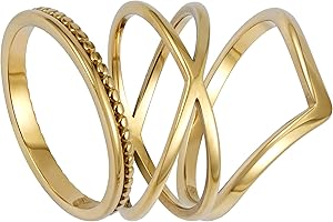 BONNYBIRD® Wasserfeste Edelstahl Ringe Damen in Silber, Gold & Roségold, 3er Ringe Set Frauen, Kein Anlaufen oder Abfärben, Sehr Hautverträglich BonnyClassic