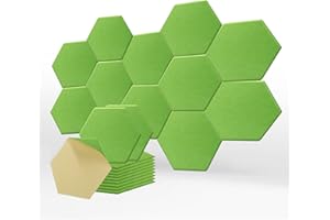 SK Studio Sześciokątne panele akustyczne, 12 szt., samoprzylepne, dźwiękoszczelne panele piankowe, ognioodporne panele dźwiękoszczelne, pochłaniające hałas, do studia muzycznego i biur, zielone