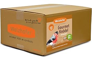 Welzhofer Gourmetknödel die Nussigen, 100 Stück x 100g - Meisenknödel ohne Netz, leckere Energiequelle für Garten- & Wildvögel, verdauungsfördernde Getreideflocken, praktische Kartonagenverpackung