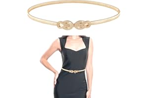 Amaxiu Elastic Waist Belt for Women - Versatile Stretch Chain Gold Ladies Dress Belt