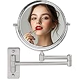 Ovente Wall Mounted Vanity Makeup Mirror 7 Inch with 7X Magnification and 360 Degree Swivel Design, Double-Sided with Zero Distortion and Extendable Arm, Nickel Brushed (MNLFW70BR1X7X)
