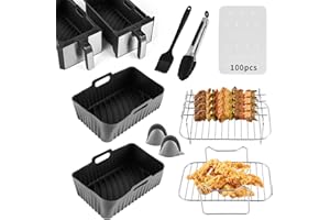 INMUA Accessoires Air Fryer, Silicone Moule Air Fryer Accessoires pour Ninja Foodi AF300EU AF400EU, Compatible avec Four, Vapeur, Micro - Ondes, Gris