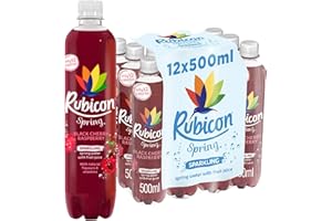 Rubicon Spring 12 Pack Black Cherry Raspberry, Sparkling Spring Water with Real Fruit Juice & Natural Flavours, Only 13 Calories - 12 x 500ml Multipack Bottles