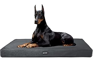 HMTOPE Orthopädisches Hundebett, 10cm Dicke Hundekissen für Grosse Hunde, Abnehmbar und Waschbar Hundematte, rutschfeste Unterseite, Wasserdichtes Innenfutter, 120 cm, Dunkelgrau