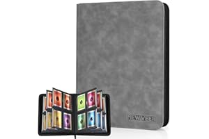 MewVeer Top Loader Álbum Cartas, Album de Cartas, Capacidad para 112 Top Loaders 4 Bolsillos, Carpeta Cargadores Superiores Card Binder para Tarjeta YGO, Gris (No para cartas SIN un Top Loader)