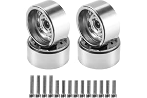 Geieold 4PCS 1.9Inch Metal Beadlock Wheel Hub Rim for 1/10 RC Crawler Car Silver