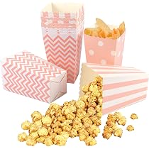 Lot De 50 Boîtes à Popcorn Rose Clair - Mini Seaux En Carton Pour Fêtes D'Anniversaire, Mariage, Soirée Cinéma Et Noël