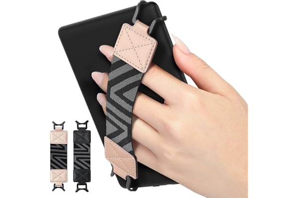 MoKo Kindle Dragonne pour 6-8" Kindle eReaders Fire Tablet - Kindle/Kobo/Voyaga/Lenovo/Sony Kindle E-Book Tablet, Sangle de Main Légère et Polyvalente Support de Poignée 2PCS, Noir + Or Rose