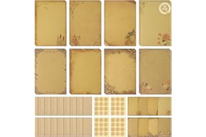 Anruyi 120 PCS Kraft Vintage Stationery Set, Brown A5 Envelopes and Paper for Writing and Printing