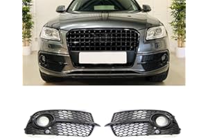 GSRECY Coppia di griglie di ventilazione per paraurti anteriore destro e sinistro, compatibili con Audi Q5 S Line 2013-2017 (nero)