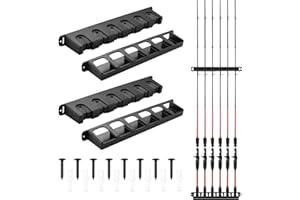 Fyfjur Support Canne A Peche, 2 Paires Support De Canne à Pêche Montage Mural, Porte Canne A Peche Pour 12 Cannes, Support Mural Porte-Canne, Noir