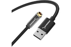SABRENT Adaptador de Audio USB a Jack 3,5mm | Tarjeta de Sonido Externa para Auriculares con Cable de 50cm de Nylon | Compatible con PS4, Windows y Mac [CB-UA35]