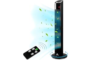 AERSON Ventilateur colonne 90 cm avec télécommande | Ventilateur sur pied avec oscillation | Ventilateur 3 vitesses | Affichage LED de la température ambiante | Ventilateur tour Fan - 45 W