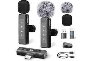 DRESZ Wireless Lavalier Microphone für iPhone/Android/iPad/Computer ,Mikrofon Handy Mit Rauschunterdrückungsfunktion,Mini Mikrofon Geeignet für Live-Übertragung,Videoaufzeichnung,Interview,YouTube, Vlog