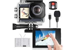 icefox Kamera Action Cam 4K Ultra HD 20 MP, kamera podwodna, wodoszczelna, 40 m, 170 stopni, ultraszerokokątna, WiFi, stabilizacja lodu, z akumulatorem Dual 1350 mAh, ciemnoszara