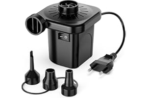 MOTORENBAU Elektrische Luftpumpe für Aufblasartikel, mit 3 Düsen, 220-240 V, Aufblas- und Entlüftungspumpen für Camping im Freien, Luftmatratzenbetten, Boote, aufblasbare Kissen, Sofas, Schwimmhilfen