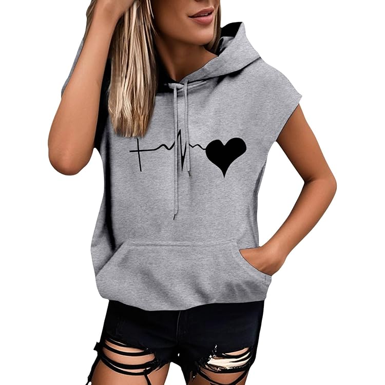 Yebiral Damen Kapuzenpulli Kurz ärmelloser Hoodie Oversize