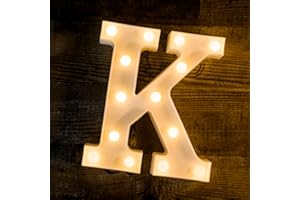 Foaky LED Letter Lights Sign 26 Alphabet Light Up Letters Sign for Night Light Wedding Birthday Party Battery Powered Christmas Lamp Home Bar Decoration (K)