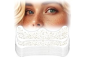 KERATOBLEEM 10 pcs Lentiggini Glitter Tatuaggio Facciale,Tatuaggi Glitterati Temporanei,Tatuaggi Glitterati con Lentiggini, Pellicola Dorata, Design Impermeabile,Accessori per Feste-QBT019