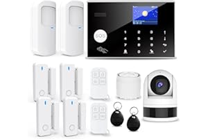 TUGARD Sistema di Allarme Domestico Senza fili,13pcs GSM SMS 2G WiFi Sistema di Allarme Antifurto Completo, Allarme Sirena PIR,Porta Finestra Sensore,Fotocamera,Controllo Remoto per Appartamento