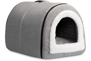 Hollypet Legowisko dla kota legowisko dla małego psa legowisko dla szczeniaka 2 w 1, składane legowisko dla zwierząt domowych dla kotów i małych psów, legowisko do jaskini, szare