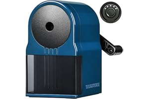 TUUGOTOUU Manual Pencil Sharpener Desktop Pencil Sharpener with The Container Adjustable in 5 Grades of Thickness Suitable for Kids Artists Students and Office (Blue)