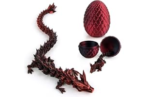 Jemmytu 3D Printed Dragon Egg, Mysterious Crystal Dragon Egg, Fidget Toy, Surprise Easter Eggs, Mythical Dragon Eggs (Black-Red)
