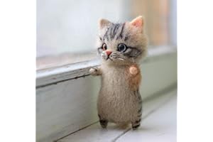 EpheyFIF Kit de feutrage à l'aiguille pour poupée chat réaliste, ensemble de matériaux en feutre de laine à faire soi-même avec outil de feutrage d'instructions pour adultes, non pliable