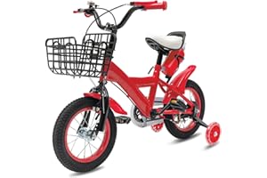 Charocean 12 Inch Children's Bicycle for Boys and Girls from 2-5 Years, Upgraded Children's Bicycle with Stabilisers, Bicycle for Children, Height Adjustable Children's Bikes for Training, Outdoor