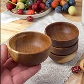 Deconox 4'l&uuml; Yuvarlak Akasya &Ccedil;erezlik, Sunum Kasesi, Zeytinlik, Kahvaltı Sunumluk 8 cm - 4 cm