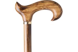 WOODLAND LEATHERS Woodland Gents Wooden Derby Cane: Elegant Dark & Light Brown Wood Stain Walking Stick, Comfortable Walking Sticks For Men & Women, Lightweight, Easily Adjustable Stick Man