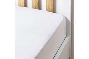 Hippychick Cotton Fitted Mattress Protector, 100 Percent Waterproof, Anti Allergy, Machine Washable, Pure Brushed Cotton, White, 70 x 140 cm, Fits Cot Bed