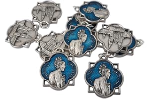 Eurofusioni Medaglia Santiago Apostolo e Cattedrale di Compostela. 10 medagliette Votive di San Giacomo placcate Argento - Souvenir Cammino del pellegrino - Medaglie h 2,4 cm