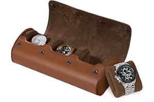 BAIGIO Coffret Montre Homme et Femme - Boîte de Rangement Montre Voyage (Marron foncé-3)