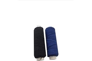 THE TRIMMING DEPARTMENT Shirring Shearing Elastic Thread, 20 Meter Each Colour Per Spool, Pack of 2 X 20m Spools, Sewing, Haberdashery, Craft, Smocking, Gathering, (Black & Royal), 30 Colours Available