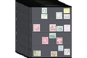 runrayay Pages de Timbres pour classeur d'album de Timbres, 10 Feuilles (20 Pages) 4 rangées de Pages pour Les collectionneurs de Timbres - Pack Professionnel