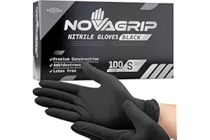 Novagrip JFA Medical Small Disposable Powder Free Latex Free Black Nitrile Gloves - Box of 100