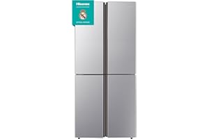 Hisense RQ515N4AC2 - Frigorífico Americano 4 puertas, Total No Frost, Capacidad Neta 427 L, 1.81 m Alto, Acero, Multi Air Flow, Cajón con control de Humedad, Silencioso, Inox