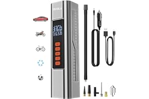 TEMOLA Tyre Inflator Portable Air Compressor, 150PSI Cordless Tyre Inflator Car Accessories for Men, Electric Auto Air Pump for Car Tyre Motorcycle Bike Ball with Digital Pressure Gauge, Dual-Use Type