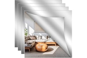Binnan 4 Pezzi 30 X 30 CM Acrilico Specchio, Specchio Adesivo da Parete Multifunzione，Specchi Adesivi da Parete，Utilizzato in Guardaroba, Bagni, Assorbenti, Camere da Letto, ECC.