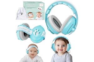 Dekukar 2-in-1 Gehörschutz Baby & Kleinkinder bis 48 Monaten - Baby Kopfhörer Lärmschutz mit Verstellbarem ANTI-SLIP Kopfband, gegen Gehörschäden & Verbessert den Schlaf Blau