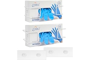 Alyoen 2 Stück Metall Handschuhhalter, Wandhalterung für Einmalhandschuhe, Handschuhspender Halter mit Montagezubehör, Geeignet für Latexhandschuhe, Einwegtaschentücher und Masken, Zwei Größen (Weiß)